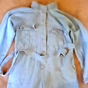 Denim jumpsuit with belt